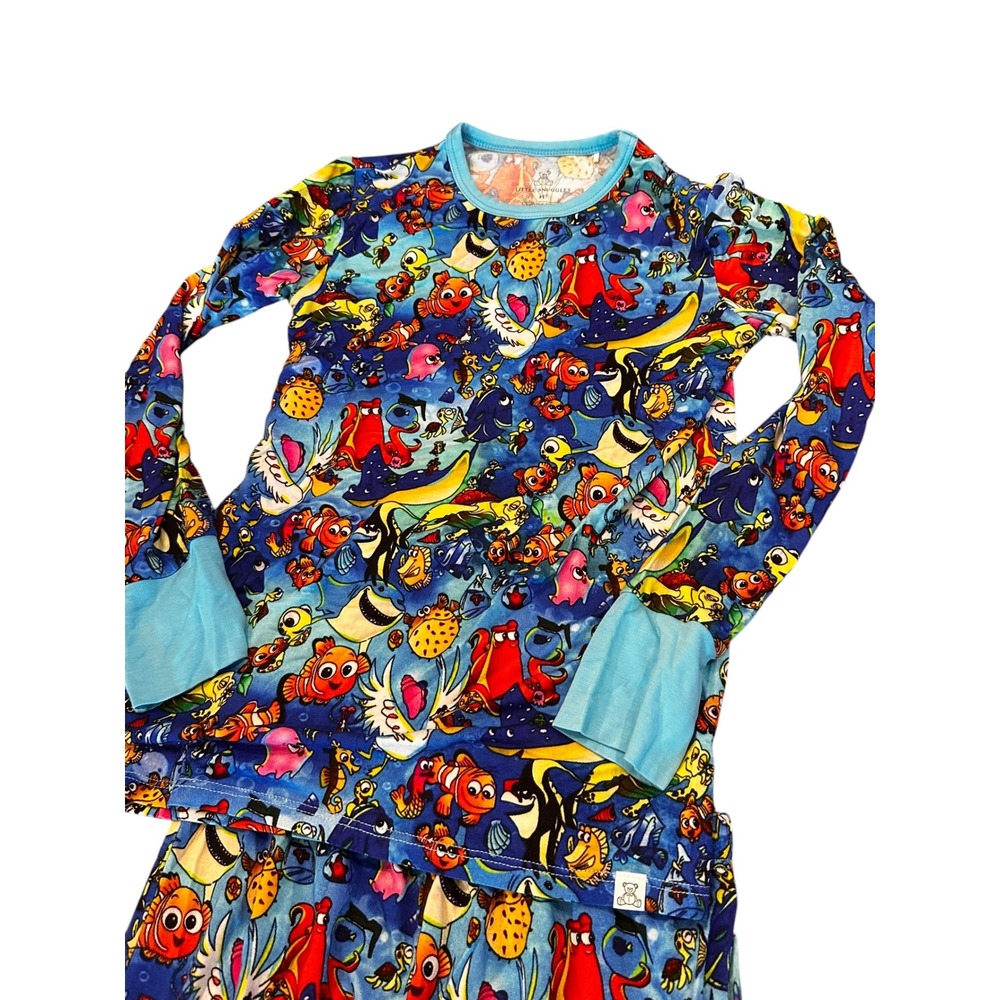 Little Snuggles Kids Pajamas Set Bamboo Viscose Blue Tropical Fish Nemo Theme 8T